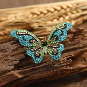 Rhinestone Butterfly Pin Broach